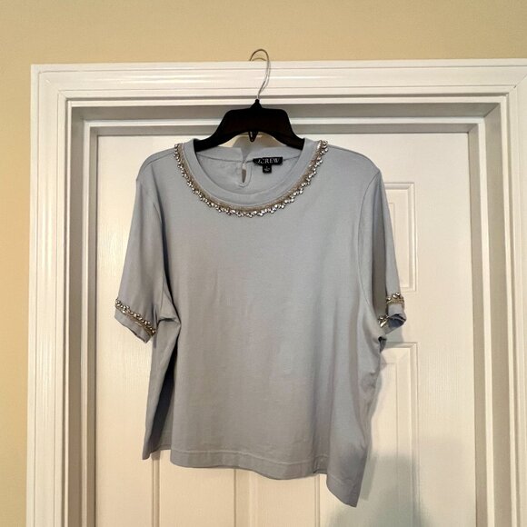 J CREW Heavy jersey T-shirt with rhinestones SIZE L WOMEN'S - Picture 3 of 15